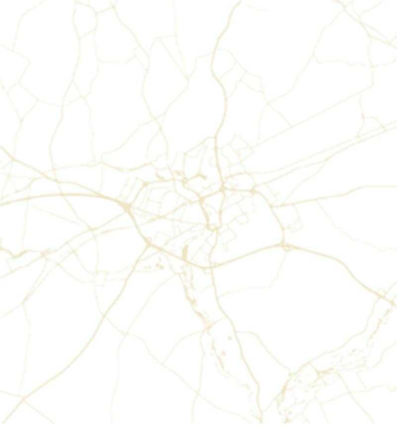 Map of Andover and surrounding areas in muted gold color on a dark emerald green background